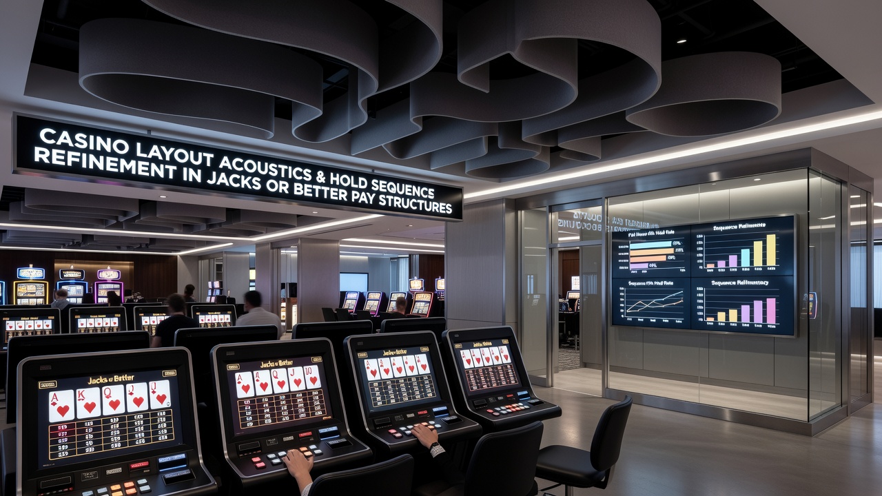Casino-Bodenplan mit akustischen Zonen und Video-Poker-Terminals in einer modernen Spielhalle