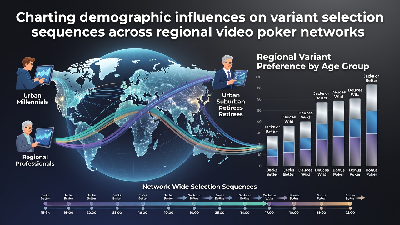 Übersichtskarte regionaler Video-Poker-Netzwerke mit demografischen Markierungen