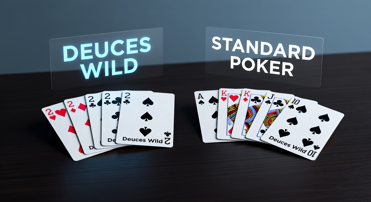 Strategie-Chart für Deuces Wild neben einem Jacks or Better-Beispielhand