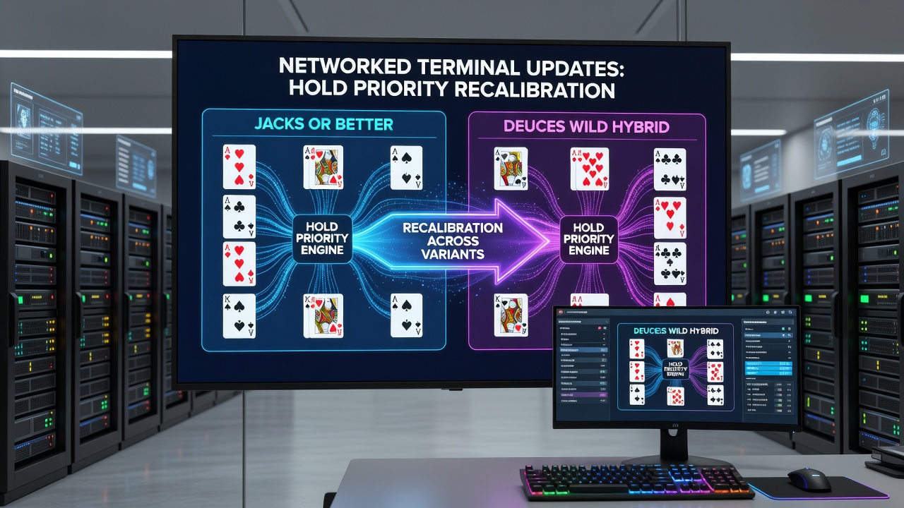 Detailansicht von Terminal-Schnittstellen mit angepassten Hold-Empfehlungen für Video-Poker-Hybride