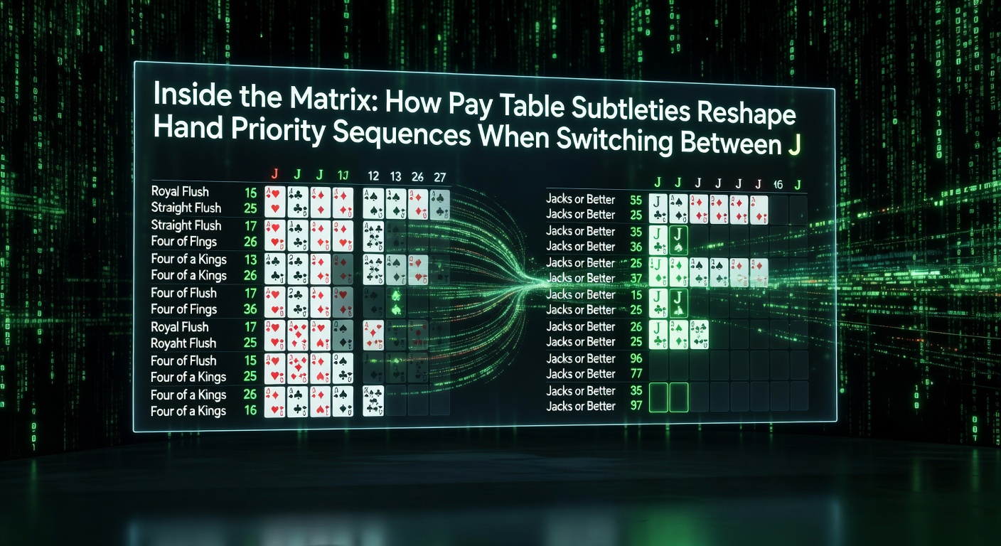 Detaillierte Handsequenz-Analyse mit Fokus auf Pay Table Unterschiede zwischen den beiden Video Poker Varianten